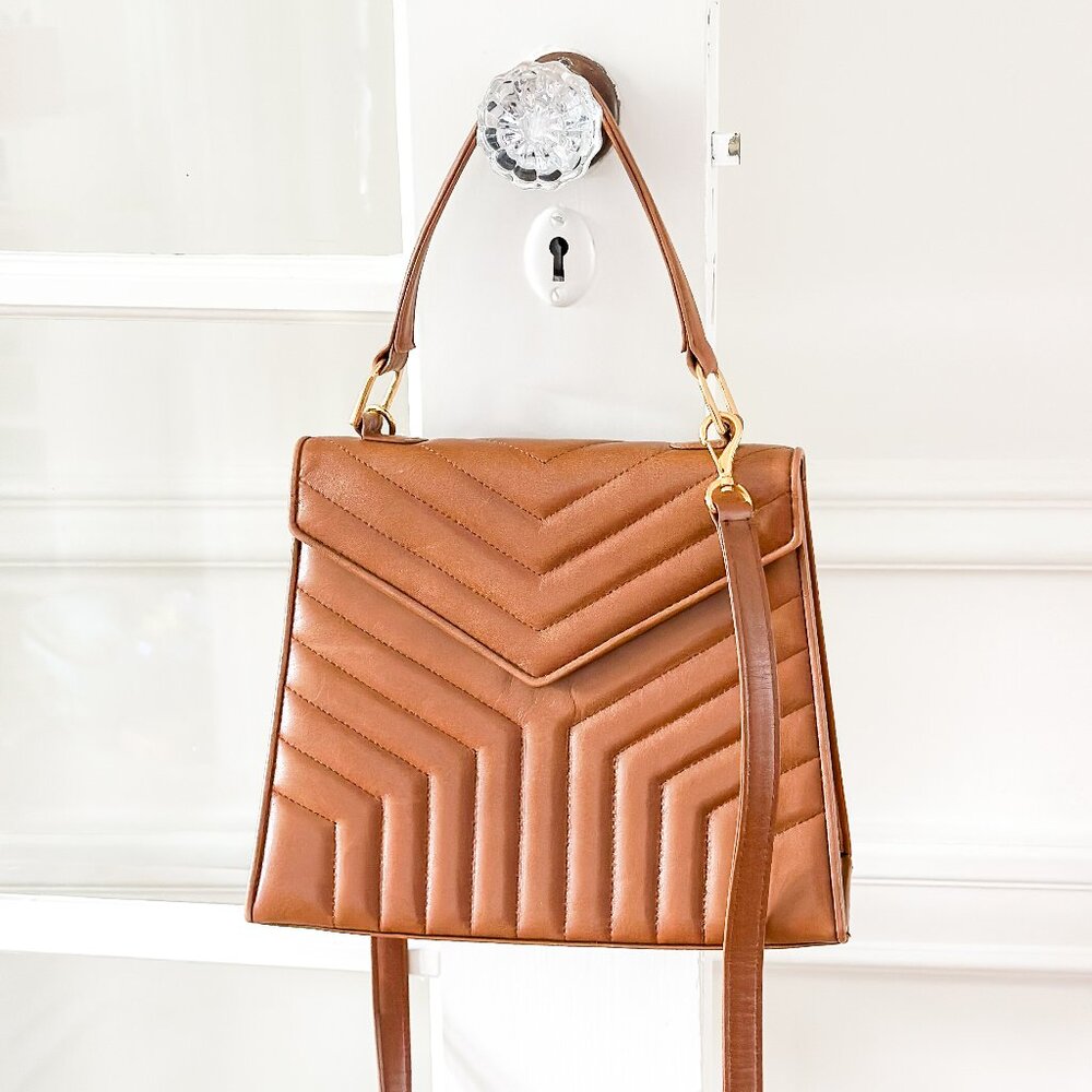 Vintage YSL Top Handle Leather Bag Brown